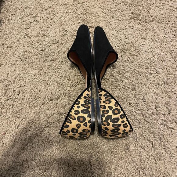 Betsey Johnson Cocoh Leopard Black D'Orsay Flats Leather Suede size 7.5 - Picture 5 of 7